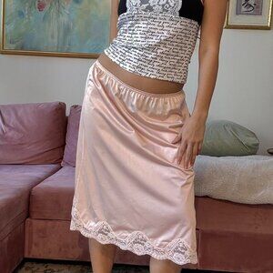 Satin with Lace Powder Pink Slip Skirt